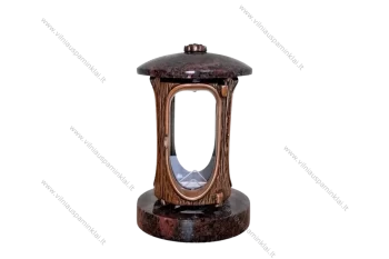 Гранитный фонарь Aurora для могил, с бронзой и цветком ZGR06