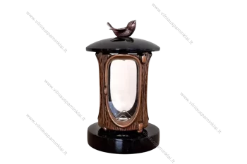 Фонарь из черного гранита для могил, с бронзой и птицей ZGR10