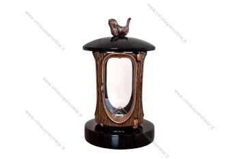 Фонарь из черного гранита для могил, с бронзой и птицей ZGR11