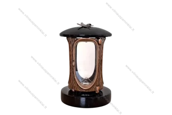 Фонарь из черного гранита для могил, с бронзой и бабочкой ZGR12