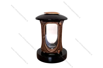 Фонарь из черного гранита для могил, с бронзой и сердцем ZGR13